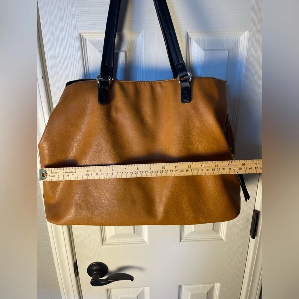 Sole Society Miller Over Vegan Tote Cognac Vegan Leather Tote